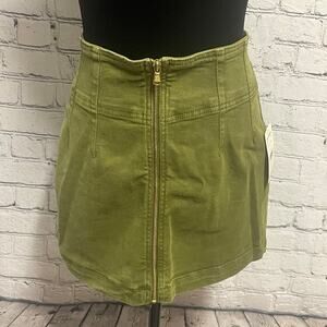 NWT Free People We the Free VIRGO cadet green corduroy mini skirt size 30 zip up